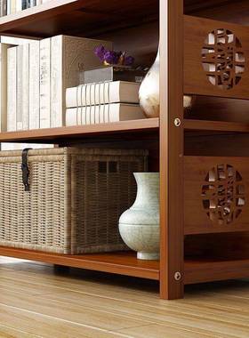 楠竹书柜落地约物现代简书架置架生学收纳架子儿76450童绘本架储