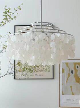 法式奶油客厅浪然漫贝壳吊灯复古进厅餐卧室口天贝壳J-D280设计师