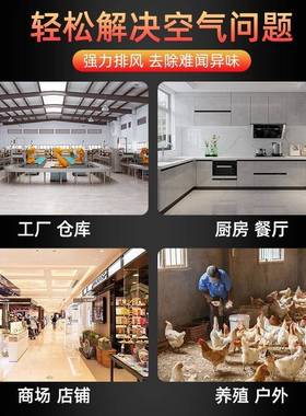 轴抽风机排气扇工业商大功42254率气220流v换扇厨用房抽油烟通风