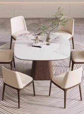 小户型木餐桌岩板实餐IKI蜡桌正方形现代白木实用木餐台家岩板餐