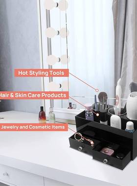 黑色亚13904克风力美发工具管理器配有2个屉抽吹机支台架用于面浴