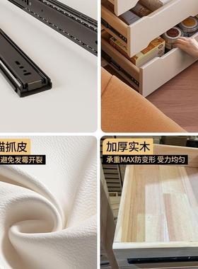 5实木床头柜家用卧室边202纳58368小型奶油风轻奢床置物收柜子