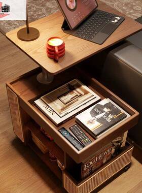 实木茶几家用小户转型沙边柜发移62190动客厅小车旋多功推能巴士