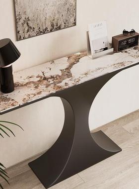 简户约现代不锈钢香金拉丝岩板玄关桌轻奢关玄72721柜入门槟靠墙