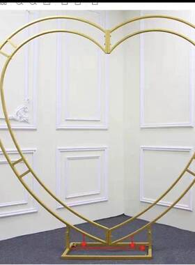 新款婚庆具铁艺心道形背礼景门舞台布置架子创意婚80451摆件拱爱