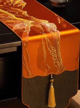 新布中式桌国旗风茶席桌茶几46443布茶旗茶茶台布艺长条布茶桌垫