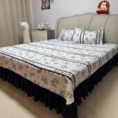 床盖不跑床滑床新款 四6453季 边棉夹赫床本韩版 三件套保护套加厚单