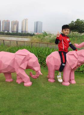 热户外玻璃钢雕销塑大何象摆件凳子块面几抽象75320火场烈鸟商美