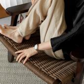 麦中古闲看书椅子实木沙395发椅阳台客厅绳休编阳台沙发单人丹日