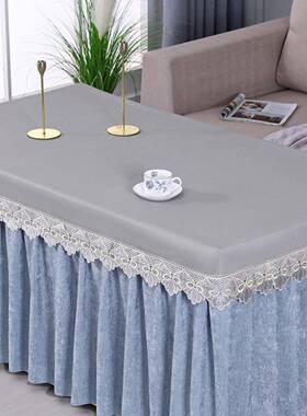 夏季烤火桌罩防水防油防烫长客方形丝茶几罩蕾套套80427厅餐桌罩