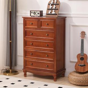 斗柜美式实木收纳储柜物复44266古客厅卧斗室床尾柜抽屉式置五柜