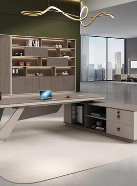 轻奢老桌办公桌IJE经简约现板代董事长总裁桌大班台办公室理桌椅