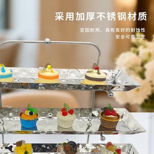 工厂直销不锈钢锤印三点心架水店果架酒自餐展助示茶歇下90782午
