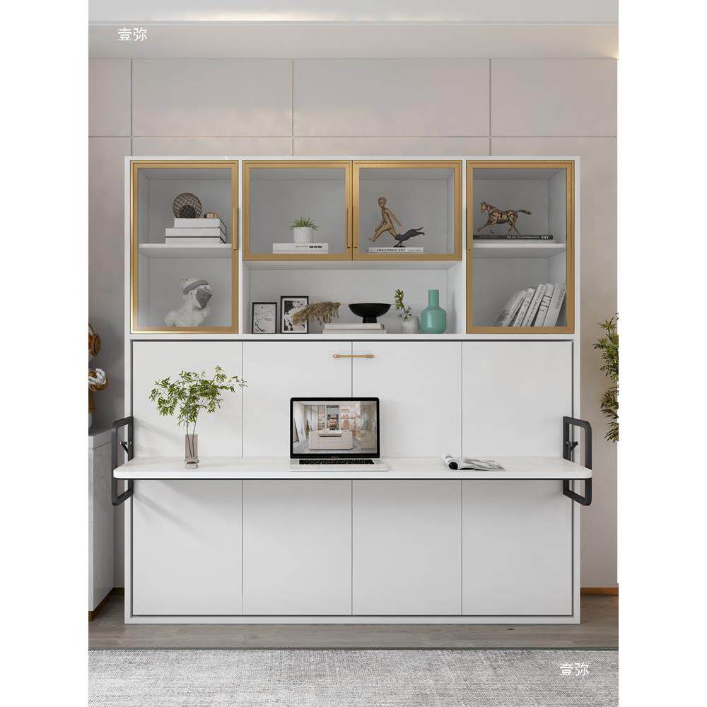 书桌床床一体隐形户折叠现76326665代电动形小家具省空间书柜墨菲