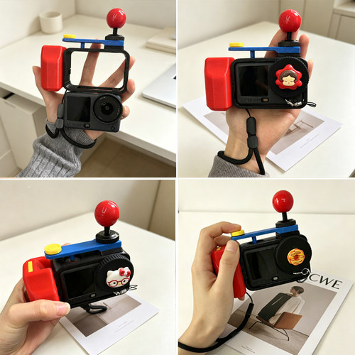 适用大疆DJI action6配件街拍兔笼手柄可爱套装相机壳卡通快门