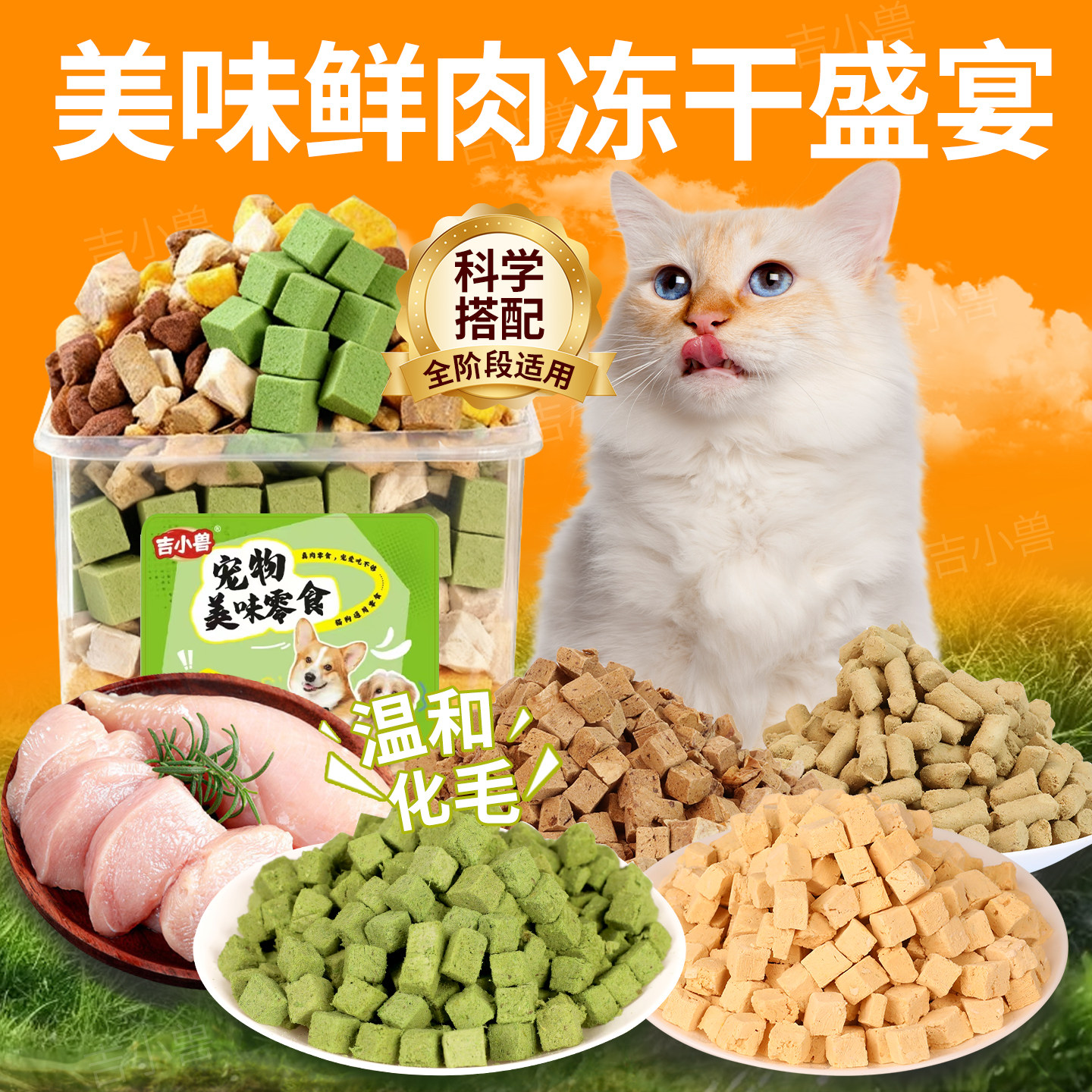 冻干猫零食鸡肉粒每日冻干十拼全家桶鸡胸肉补充营养混合猫狗拌粮,宠物/宠物食品及用品,猫冻干零食,淘宝优惠券,粉丝福利购,淘宝优惠卷
