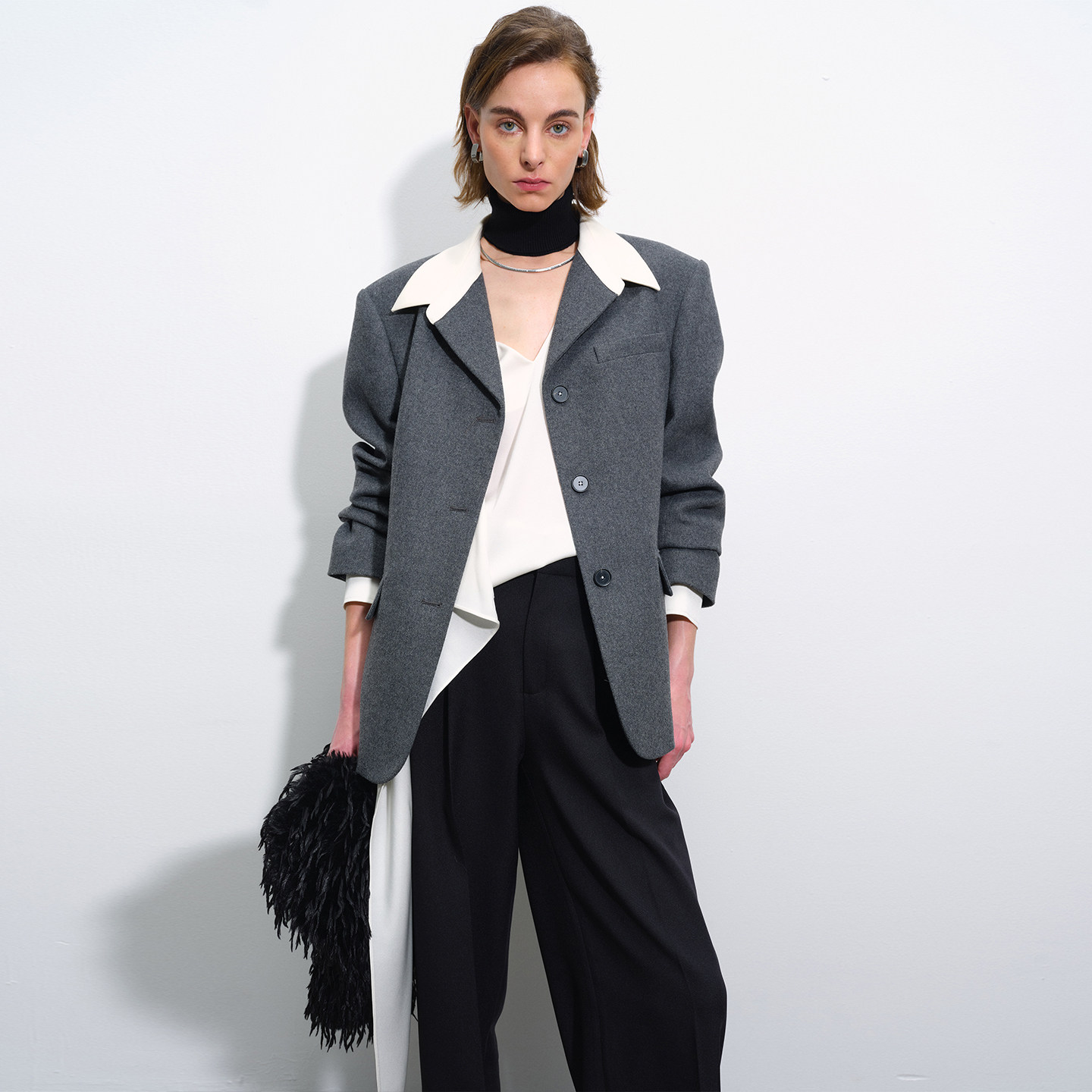 APARALLEL廓形衬衫领羊毛西服