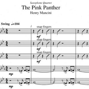 萨克斯五重奏《粉红豹》总谱分谱+音频