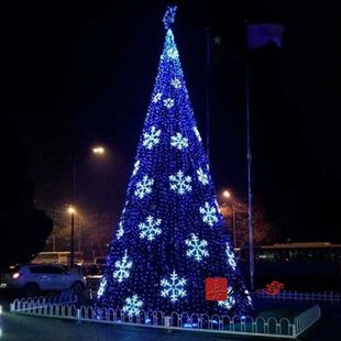 户外发光雪花装饰圣诞树5米8-10米12-16米大型框架创意灯光圣诞树