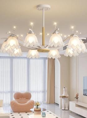北欧创意客厅吊灯现代简约大气温馨卧室灯具奶白风样板间灯饰家居
