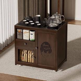 移动茶水柜茶台茶桌边柜侧柜实木下置物架水桶烧水壶一体茶吧柜子