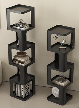 my黑色铁艺墙边小书架网红书柜靠墙转角窄柜角落立柜客厅落地置物