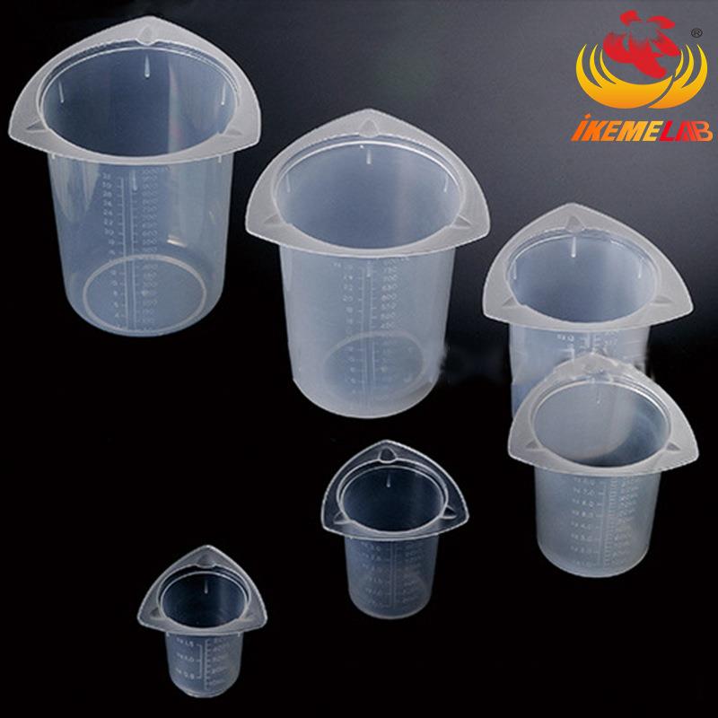 聚丙烯耐高温高压量杯100ml250ml实验室称量一次性塑料三角量杯