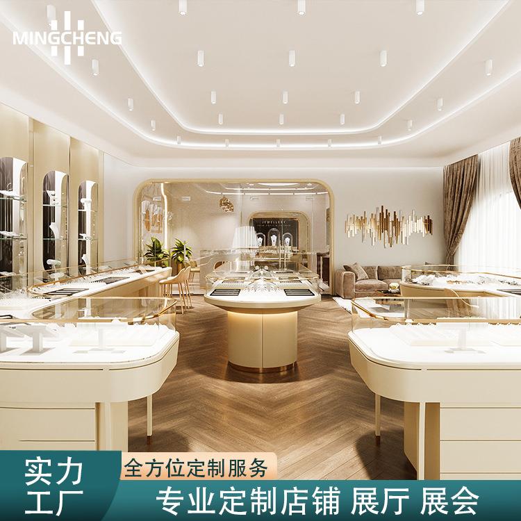 全店输出五金玻璃珠宝展示柜台轻奢宝石翡翠陈列柜带灯首饰专用柜
