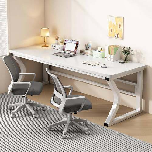 双人电脑桌台式书桌家用学生学习桌现代简约卧室长条桌写字办公桌