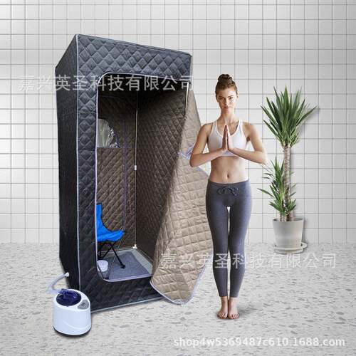 黑色汗蒸箱成人全身折叠家用发汗箱熏蒸桑拿房可印LOGO