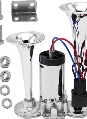 双管一体式空气蜗牛喇叭600DB压缩机连体电机汽车高音喇叭