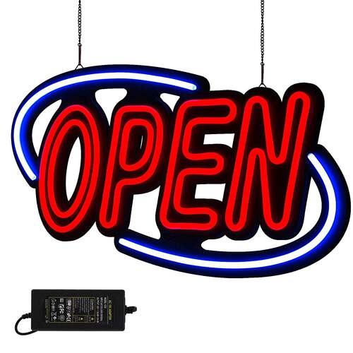 超高亮OPEN广告牌LED霓虹发光营业灯箱广告牌大尺寸80*40cm