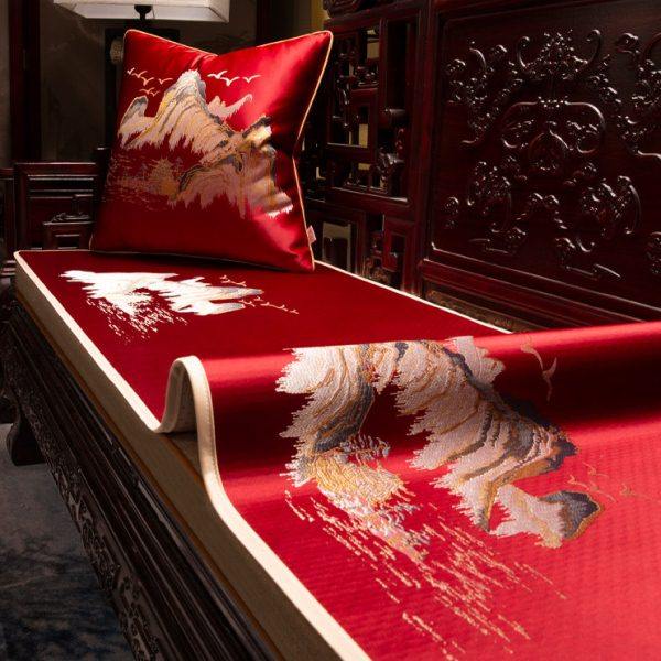 家用沙发巾盖布中式红木坐垫套罩防滑靠背巾轻奢实木家具座垫定制