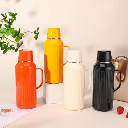 新款316不锈钢保温杯茶水分离机械显温手柄壶大容量手提杯保温壶