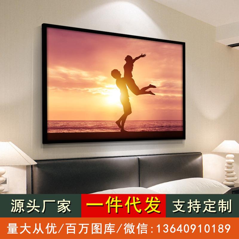 现代简约卧室床头装饰画客厅壁画挂画温馨新中式家庭墙面油画大气