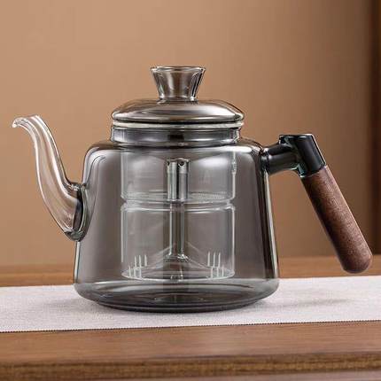 蒸煮一体泡茶壶电陶炉煮茶炉器烧水胡桃木玻璃养生壶煮茶专用壶