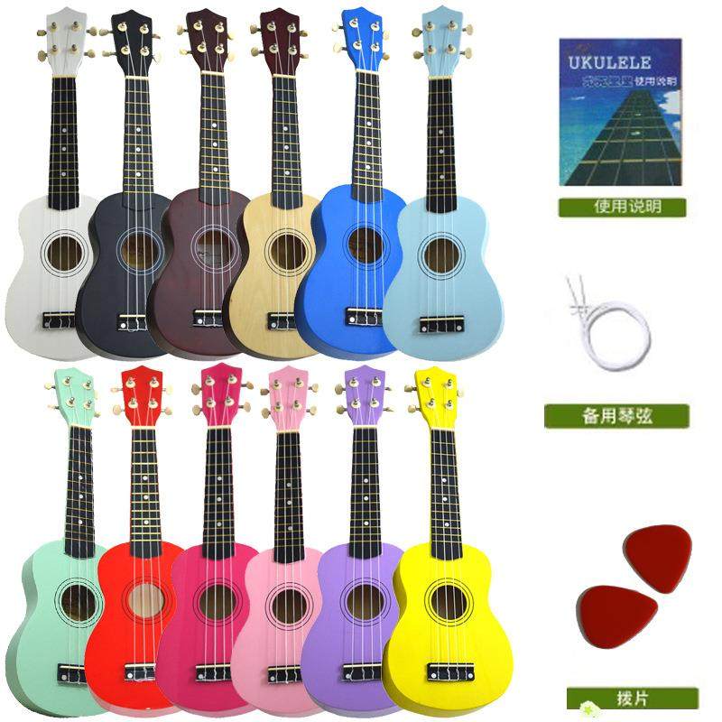 工厂21寸木质尤克里里初学者儿童四弦小吉他彩色ukulele