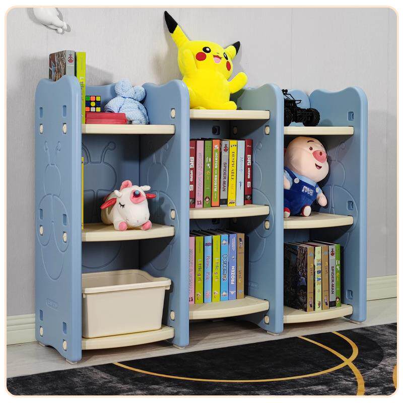 W7儿童书架家用宝宝组合落地书柜幼儿园绘本置物架玩具收纳