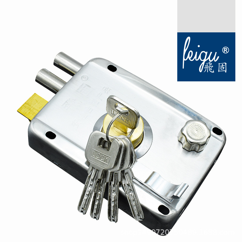 飛固机械门锁9368不锈钢1.0mm厚防盗门锁木门铁门锁外装门锁批发