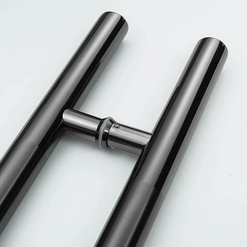 玻璃门不锈钢黑钛金拉手防指纹处理加厚不锈钢镀黑门把手工厂直销
