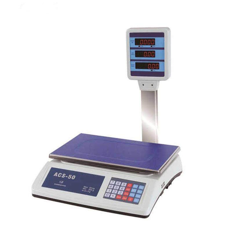 外贸英文版50kg带杆电子秤电子计价秤水果蔬菜秤电子台秤超市秤