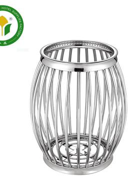 FHMJ-03A圆形毛巾筐酒店脏衣篓镜钢脏衣篓毛巾筐