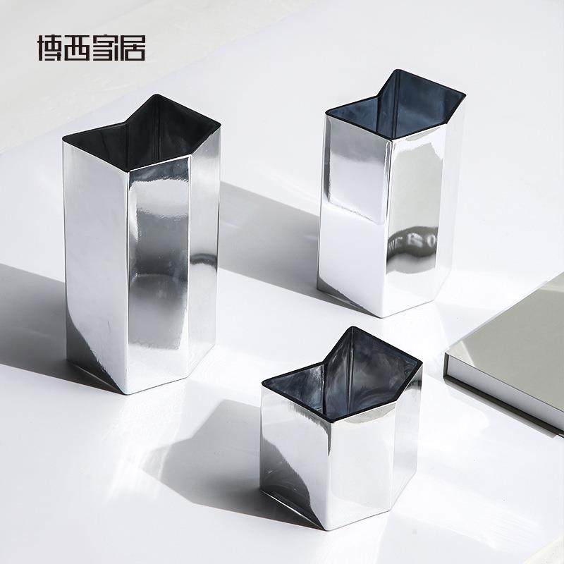 博西家居方形电镀玻璃花瓶摆件轻奢家居好物镀银镜面花器装饰品,纺织面料/辅料/配套,纺织机械配件,淘宝优惠券,粉丝福利购,淘宝优惠卷