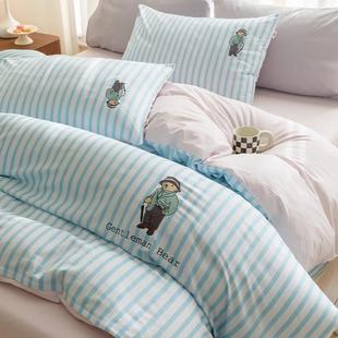 全棉床上四件套100纯棉2024新款 床单被套床笠床上用品三件套4 夏季