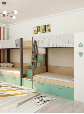 上下铁床连公寓高低两体梯双层铁架床职步员铺工人宿舍寝室NAJ上