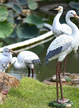 仿真白摆件假ZZC山鱼池造景庭院水池装饰花地落仿真动物园鹭雕塑