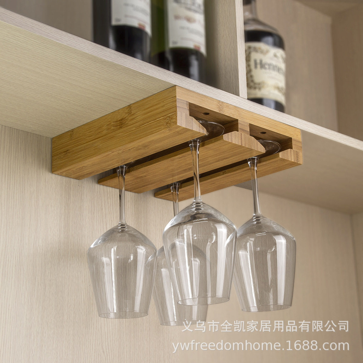 北欧竹制悬挂红酒杯架