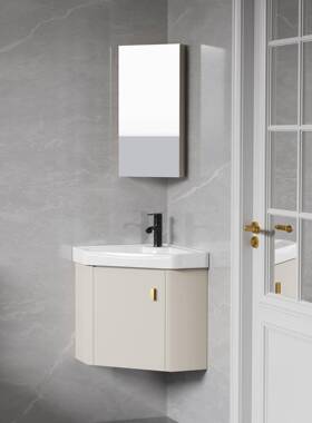 ?192防水VC墙角转卫生室间浴厕所洗漱台三角洗手脸陶P瓷盆台面组