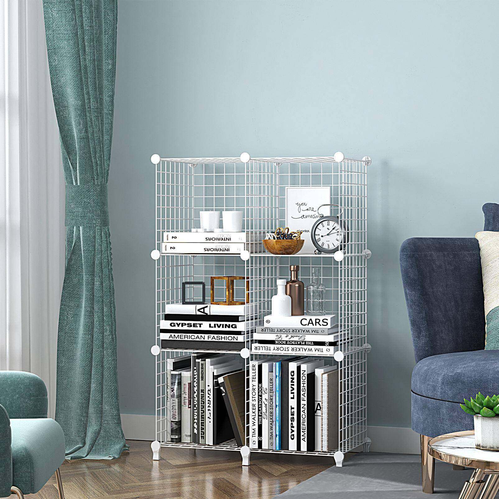 白铁网简易书储客厅置物架衣服CD玩具色无品牌/物架杂物储物柜子