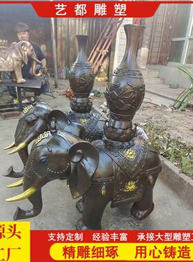 铜大象订铸制厂家铜全铜大象摆8430件酒店单位公园口大象动物门雕